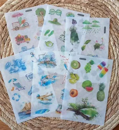 6 vellen washistickers | Zomerse Stickers