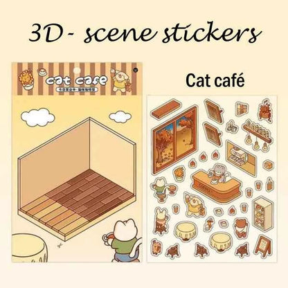 3D- Scene stickers | Cat café