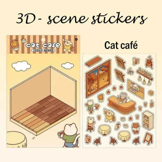 3D- Scene stickers | Cat café