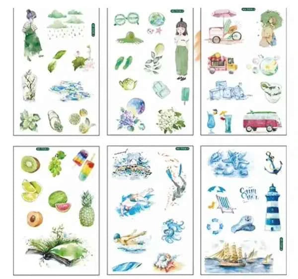 6 vellen washistickers | Zomerse Stickers