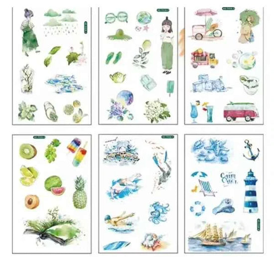 6 vellen washistickers | Zomerse Stickers