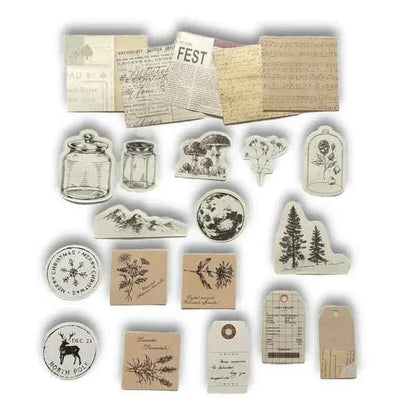 30-delig papier- en stickerset | Zwart-wit