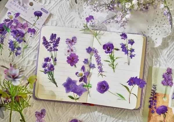 PET-stickers | Paarse bloemen