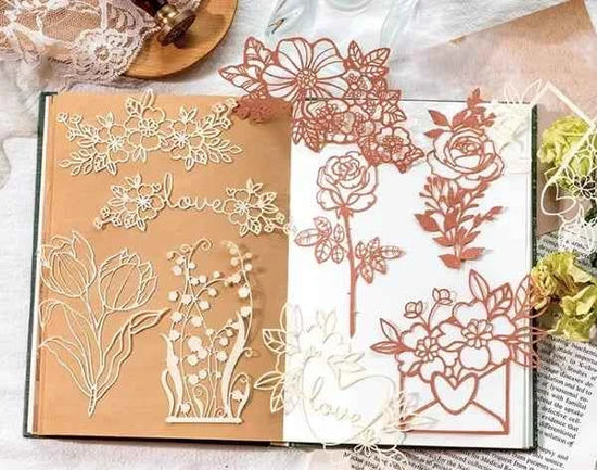 Kanten papier 10-delig | Kanten bloemen