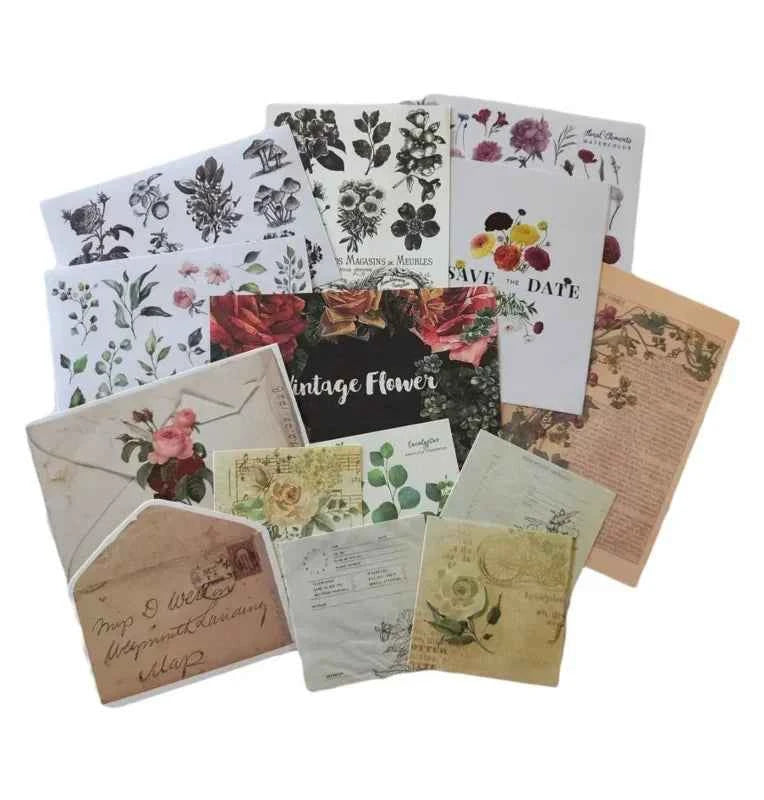 30-delig papier- en stickerset | Thema botanica