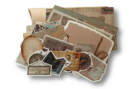 30-delig papier- en stickerset | Vintage thema