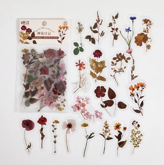 PET-stickers | Gedroogde bloemen