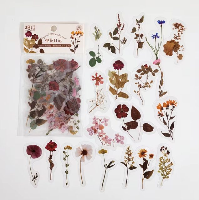 PET-stickers | Gedroogde bloemen