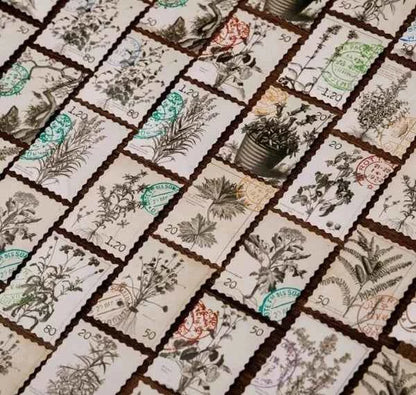 Stickerdoosje | Planten stickers in grijstinten | Postzegelvorm