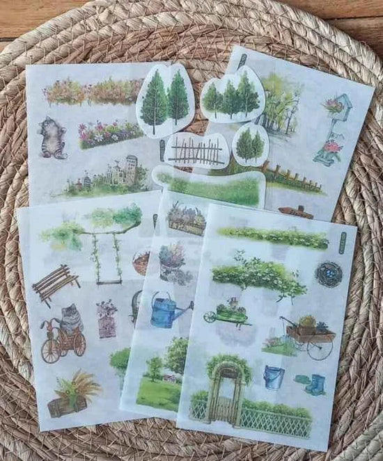 6 vellen washistickers | Stickers rond het thema Tuin
