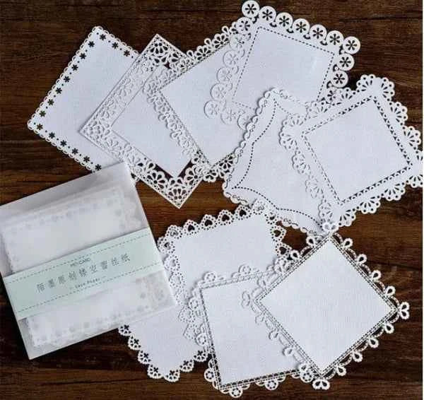 Kanten papier 10-delig | Kanten vierkantjes