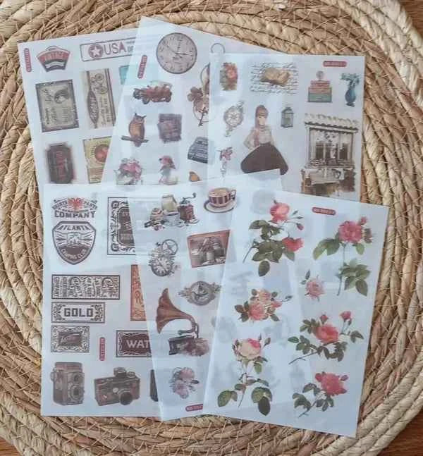 6 vellen washistickers | Vintage Stickers
