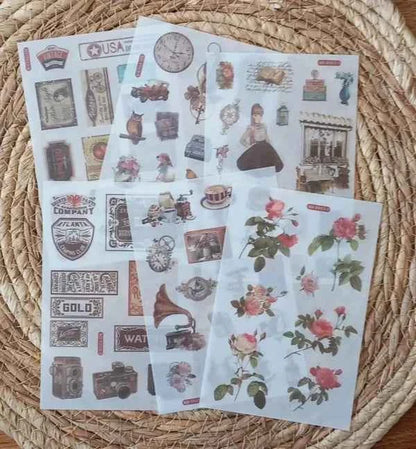 6 vellen washistickers | Vintage Stickers
