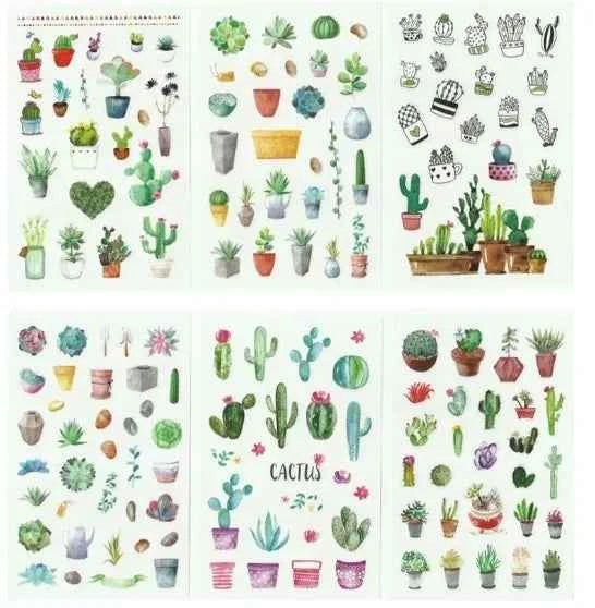 6 vellen washistickers | Cactussen