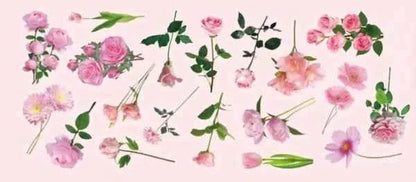 PET-stickers | Roze bloemen