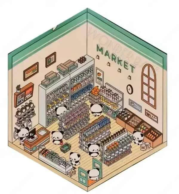 3D- Scene stickers | Supermarkt
