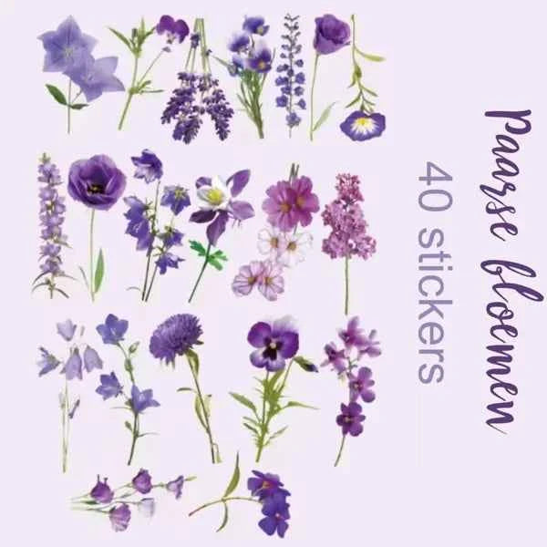 PET-stickers | Paarse bloemen