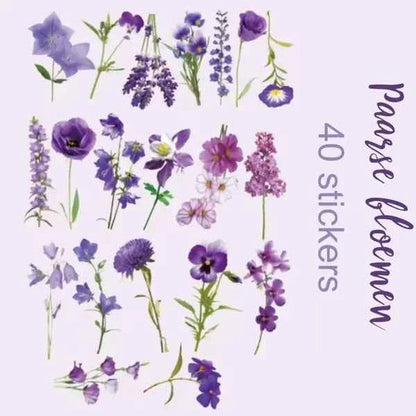 PET-stickers | Paarse bloemen