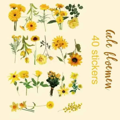 PET-stickers | Gele bloemen