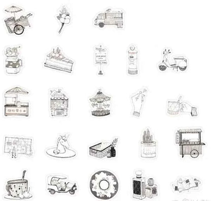 Stickerdoosje | Zomer | Zwart-wit