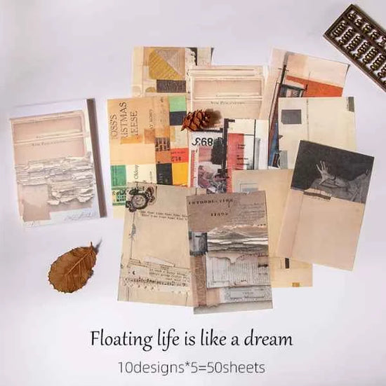 Floating is like a dream – Vintage dessinpapier met roodtinten