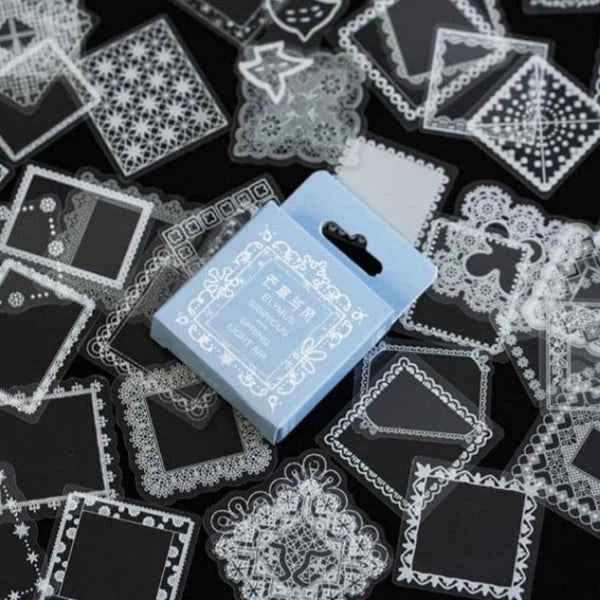 Stickerdoosje | Kanten Vierkantjes | Transparant
