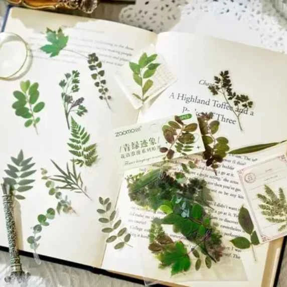 PET-stickers | Groene bloemen
