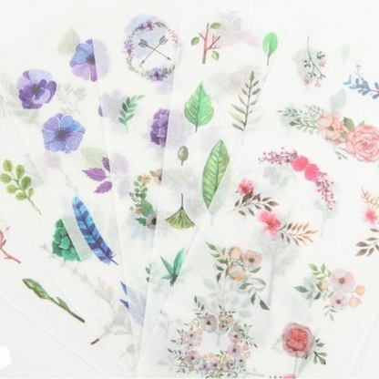 6 vellen washistickers | Bloemen en Bladeren