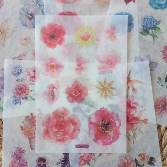 6 vellen washistickers | Rozen en andere Bloemen