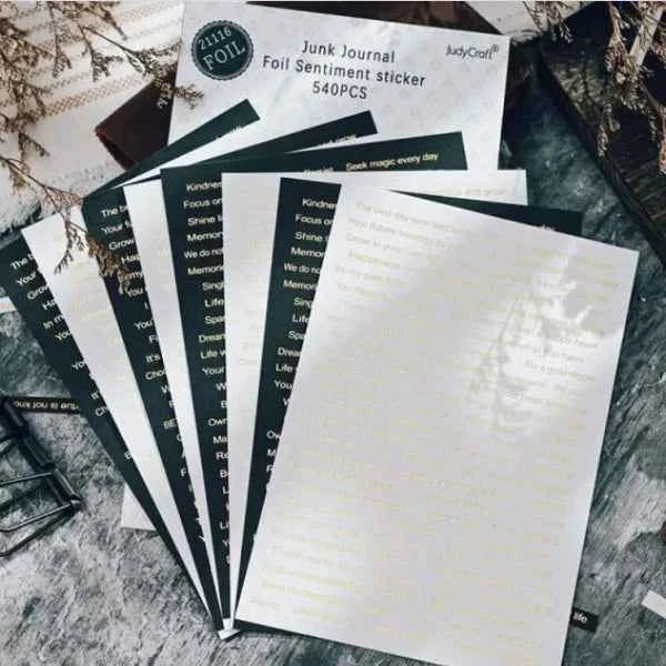 Tekststickers | Zwart met goud | 540 stuks