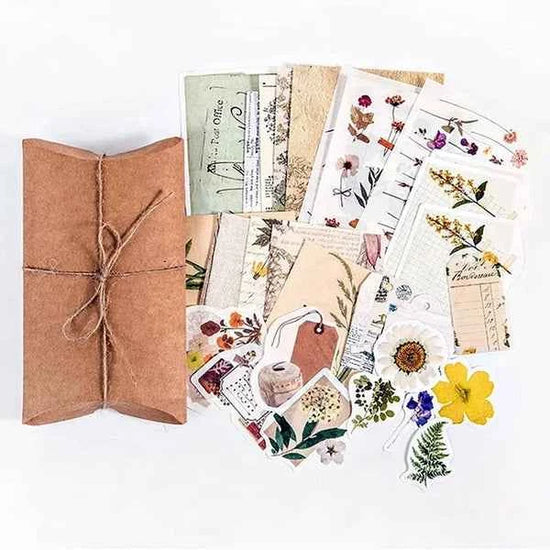 30-delig papier- en stickerset | Thema zomerse bloemen