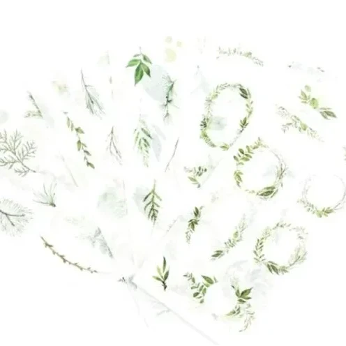6 vellen washistickers | Groene Ornamenten en Kransen