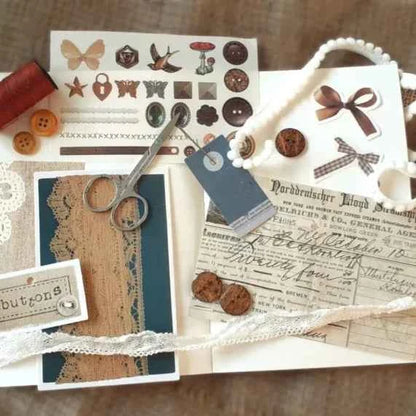 30-delig papier- en stickerset | Thema handwerken en naaien