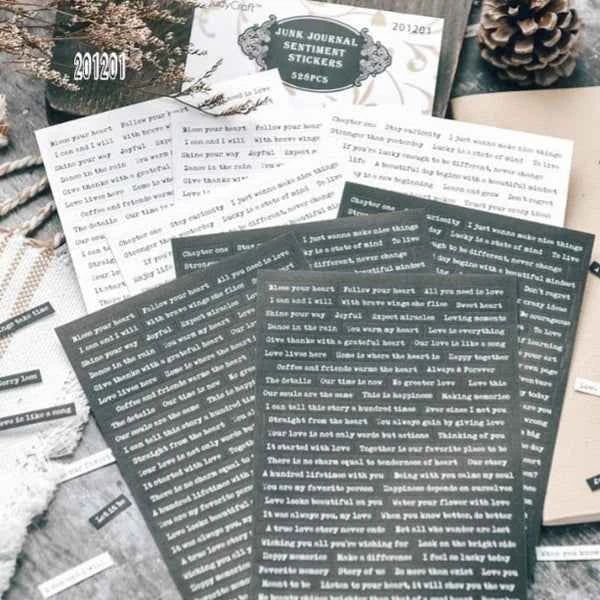 Tekststickers | Donkergrijs met wit | 528 stuks