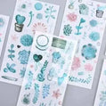 6 vellen washistickers | Blaadjes en Bloemen | Mintgroen