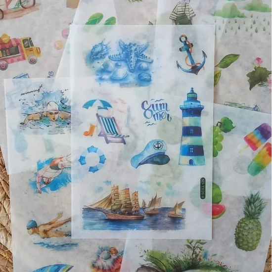 6 vellen washistickers | Zomerse Stickers