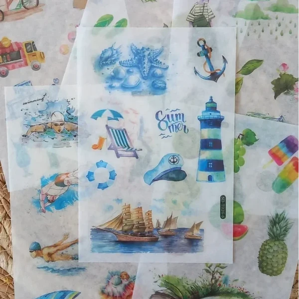 6 vellen washistickers | Zomerse Stickers