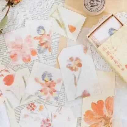 Doosje papier | Bloemen in rode tinten
