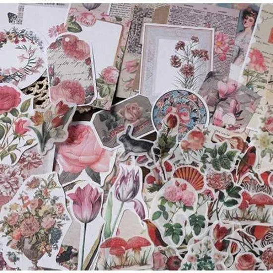 200-delig papier- en stickerset | Roze kleuren