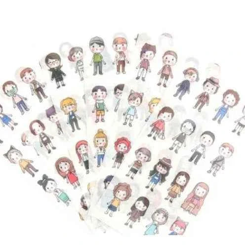6 vellen washistickers | Mensen Stickers | Cartoon