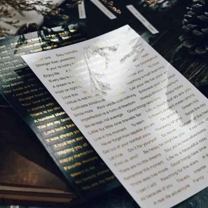 Tekststickers | Zwart met goud | 528 stuks