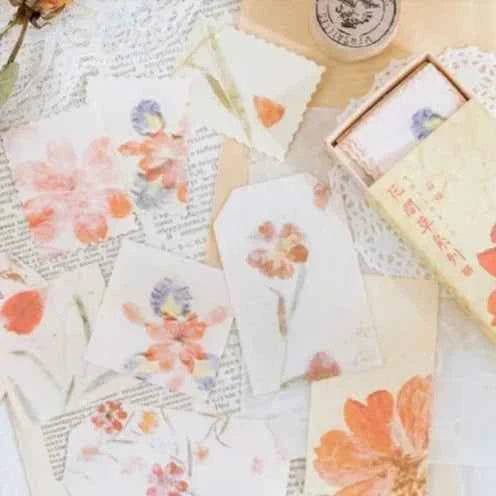 Doosje papier | Bloemen in oranjetinten