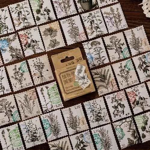 Stickerdoosje | Planten stickers in grijstinten | Postzegelvorm