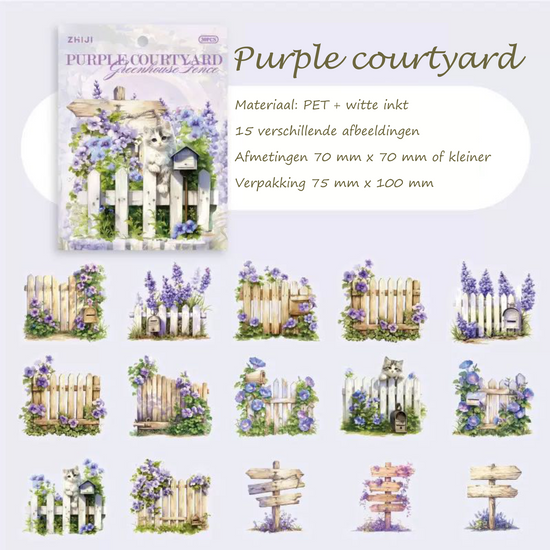 PET-stickers | Hekjes met paarse bloemen