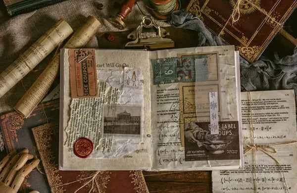 Hobbypapier Tijdschrift | 10 vellen vergeeld papier