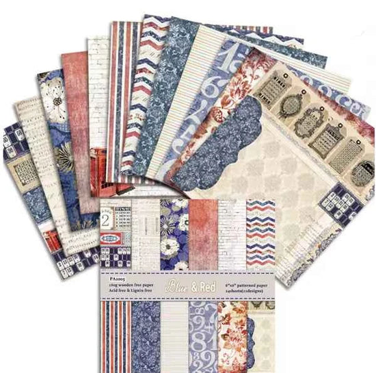Dessinpapier 15x15 cm | Blauw-rood